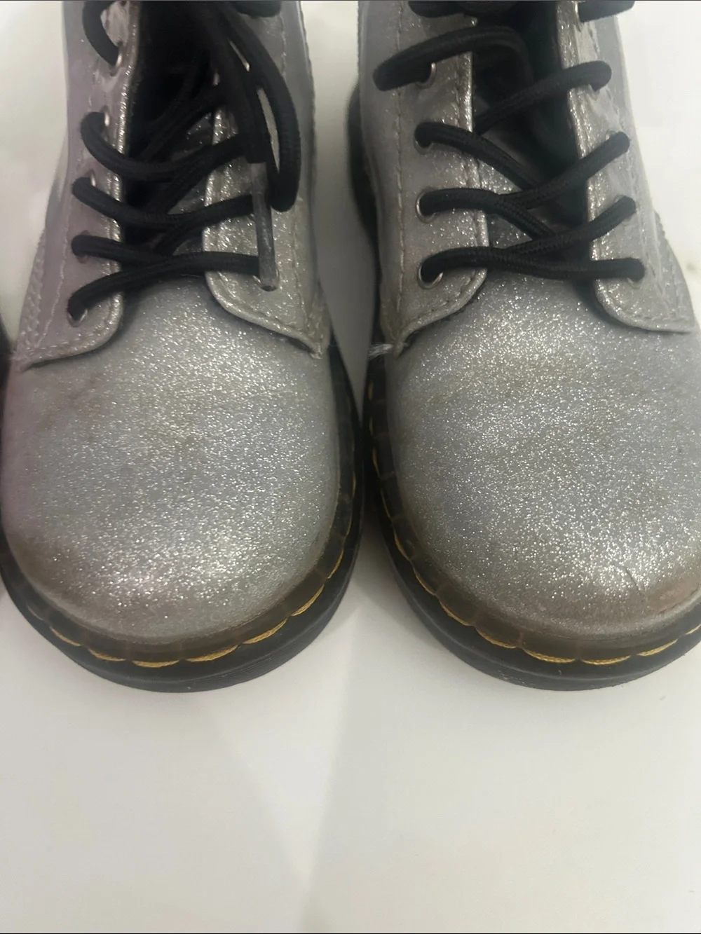 Dr. Martens Kids Glitter Lace-Up Boots - Pink and Silver